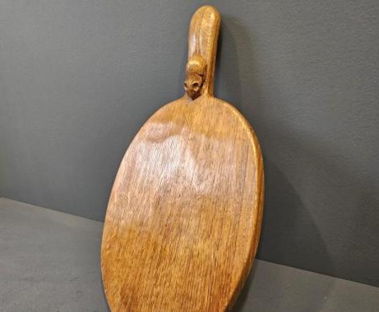 Thompsons of Kilburn Mouseman Adzed Oak Cheese Board - Image 1