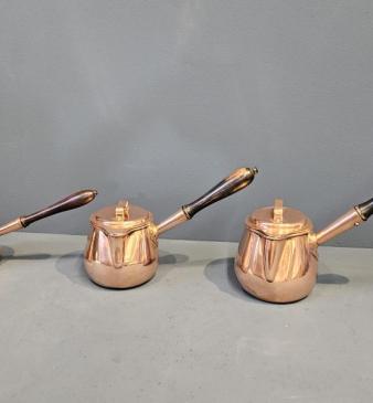 Matching Set of 3 Victorian Copper Pans