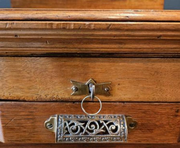 Edwardian Solid Walnut Tambour Front Filing Cabinet  - Image 4