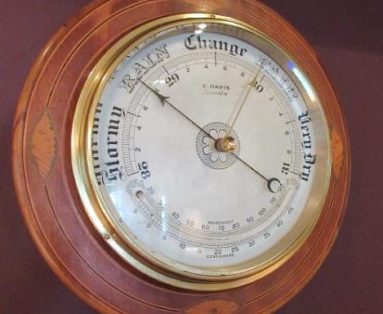 Large Victorian Sheraton Inlaid Leeds Barometer - Image 1