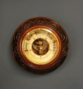 Victorian Solid Walnut Aneroid Barometer