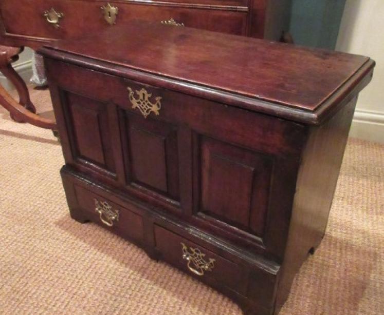 George II Period Oak Two Panel Coffer Bach - Image 1