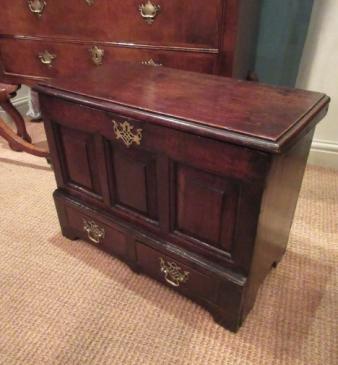 George II Period Oak Two Panel Coffer Bach