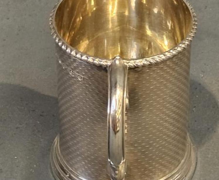 Victorian Engine Turned Silver Mug - Image 5