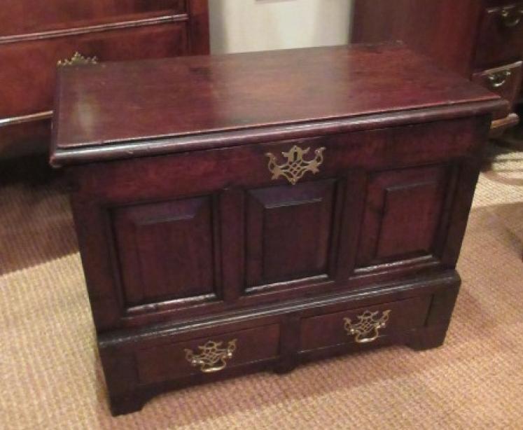 George II Period Oak Two Panel Coffer Bach - Image 5