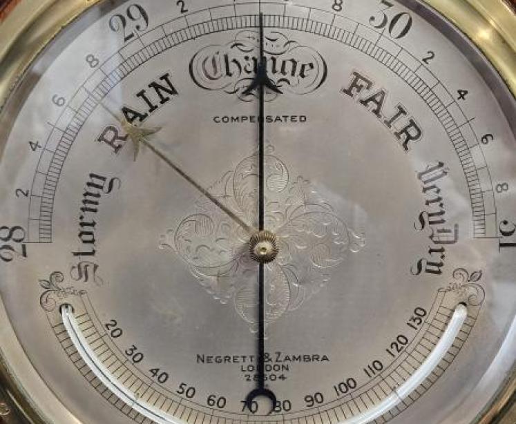 Negretti & Zambra 14" Oak Leaf Border Barometer - Image 7