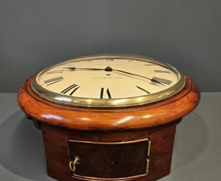 Victorian Mahogany 8 Day Convex Dial Fusee Wall Clock - Image 6