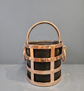 Superb Arts & Crafts Coal Bucket in Copper Cradle