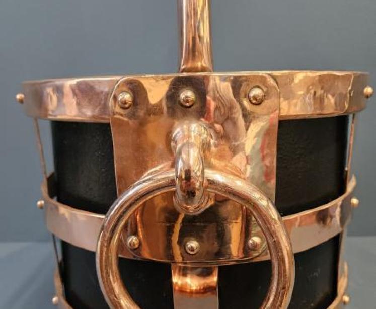 Superb Arts & Crafts Coal Bucket in Copper Cradle - Image 4