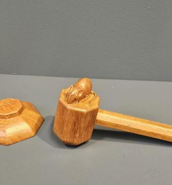 Thompsons of Kilburn Mouseman Gavel and Block