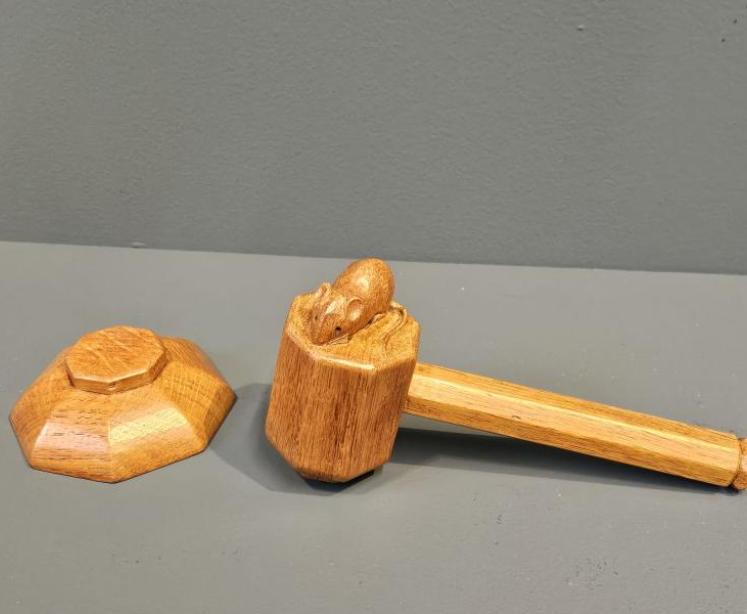 Thompsons of Kilburn Mouseman Gavel and Block - Image 1