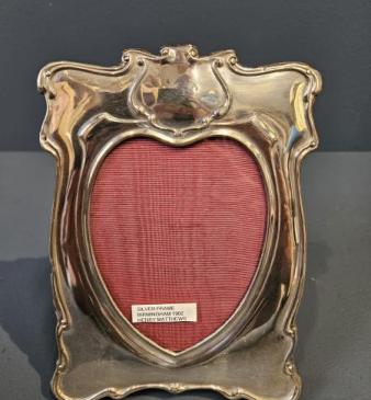 Edwardian Art Nouveau Heart Shaped Silver Photo Frame 