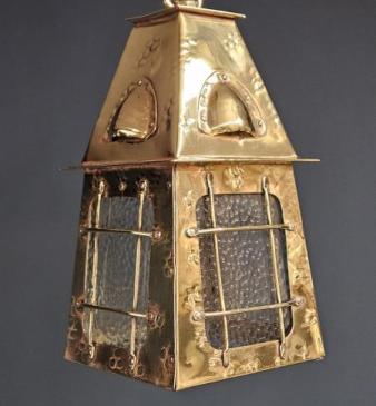 Edwardian Arts & Crafts Brass Lantern
