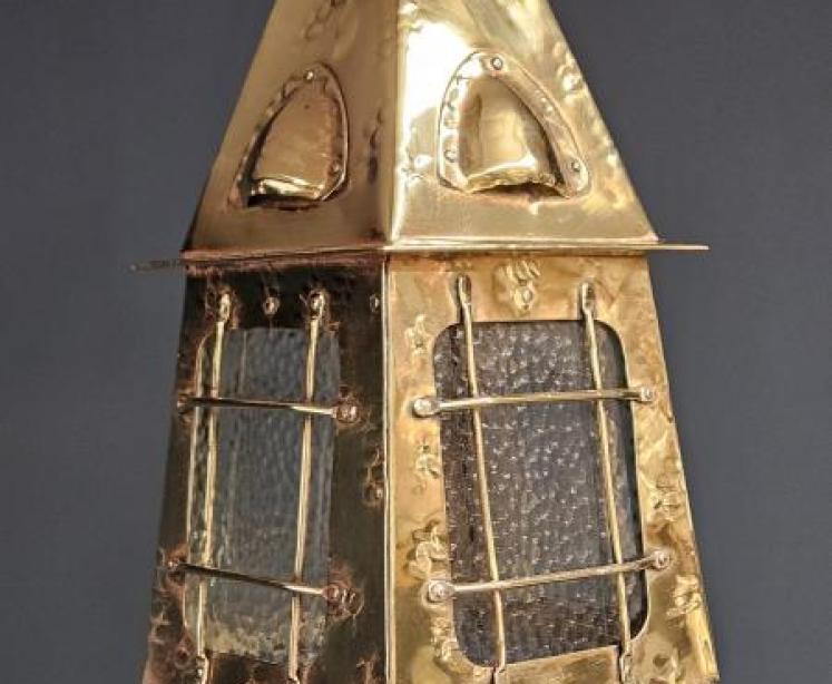 Edwardian Arts & Crafts Brass Lantern - Image 1