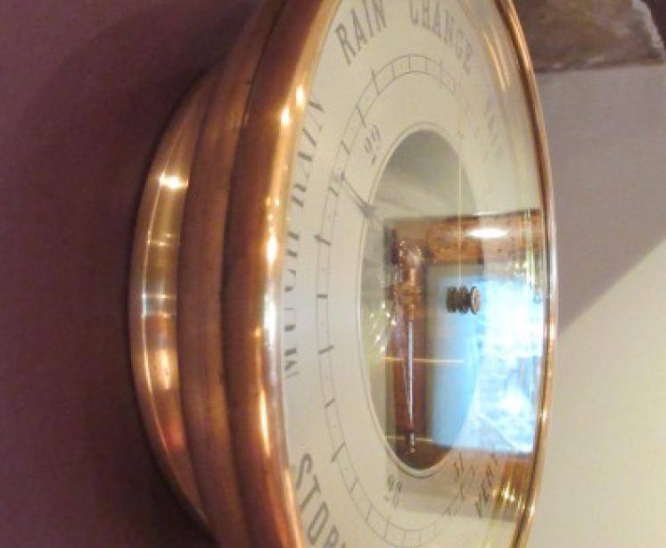 Large 19th Century 8" Holosteric Marine Barometer - Image 5