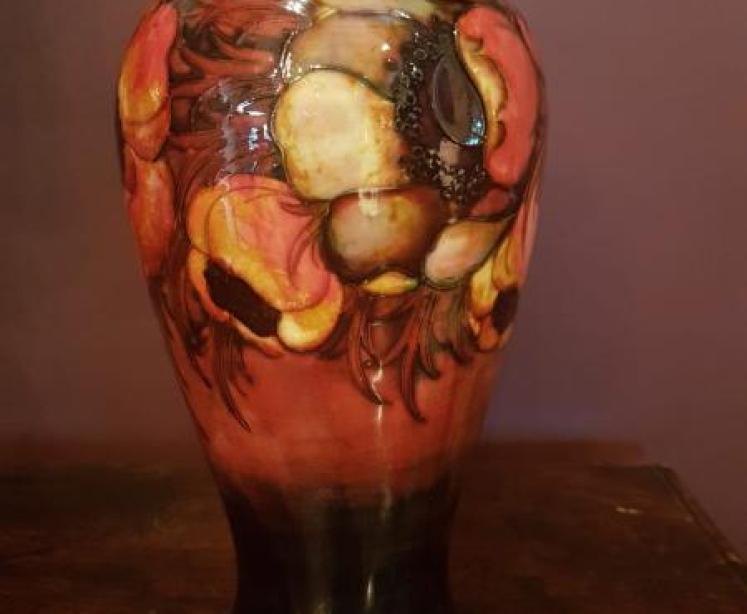 Early Moorcroft Anemone Flambe vase C. 1930 - Image 4