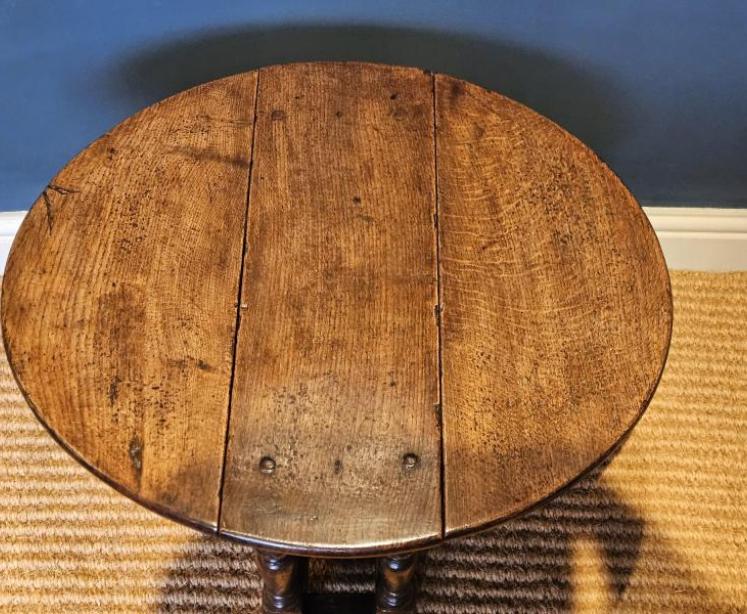 Period Oak Style Drop Leaf Low Occasional Table - Image 5