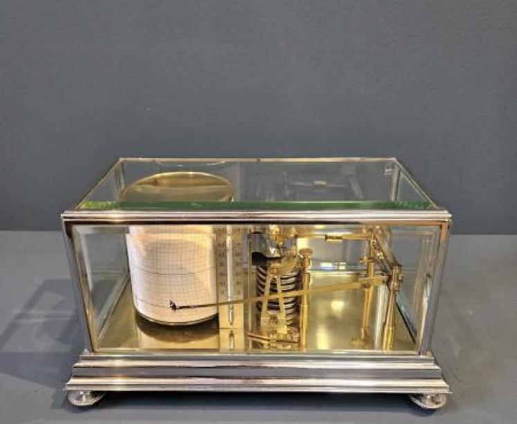 Unusual Edwardian Brass and Nickel Plated Case Barograph - Image 1