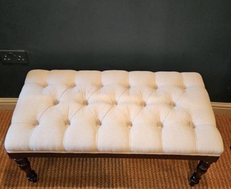 William IV Mahogany Linen Covered Stool - Image 4
