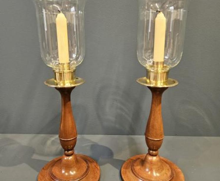 Pair of Edwardian Candlesticks and Shades - Image 1