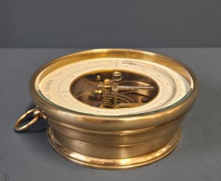 Victorian Skeletonised Marine Barometer With Crescent Thermometer  - Image 2