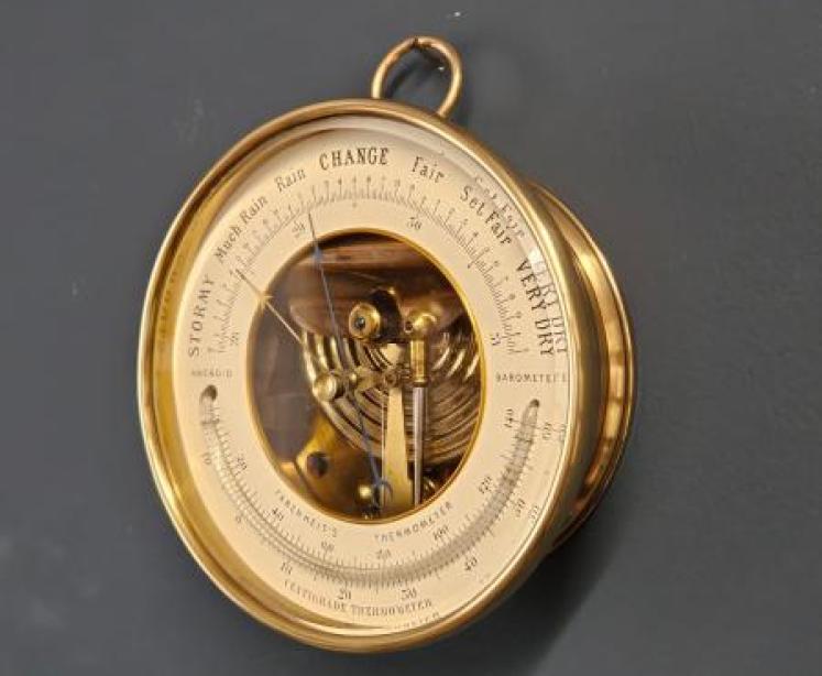 Victorian Skeletonised Marine Barometer With Crescent Thermometer  - Image 3