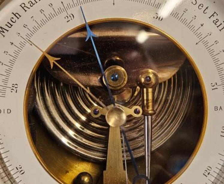 Victorian Skeletonised Marine Barometer With Crescent Thermometer  - Image 4