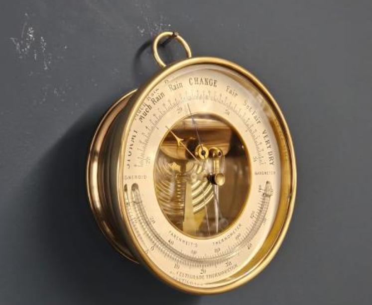 Victorian Skeletonised Marine Barometer With Crescent Thermometer  - Image 5