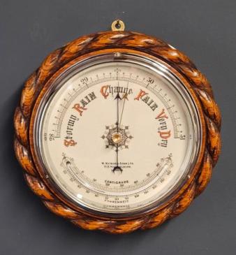 Victorian Oak Ships Barometer by Watson Of Holborn