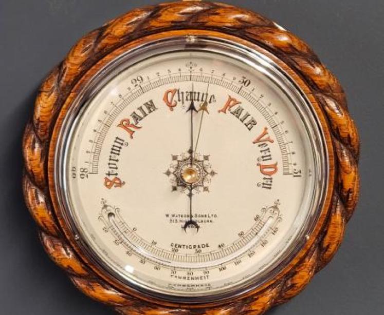 Victorian Oak Ships Barometer by Watson Of Holborn - Image 1