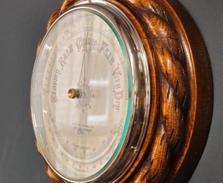 Victorian Oak Ships Barometer by Watson Of Holborn - Image 4
