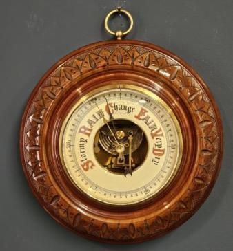 Victorian Turned and Carved Mahogany Cased Barometer