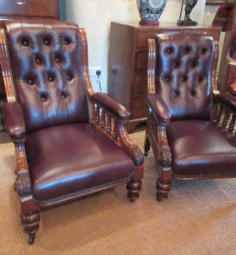 Stunning Pair of Mid Victorian Ladies & Gents Armchairs