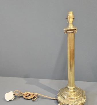 Edwardian Reeded Column Doric Mount Table Lamp