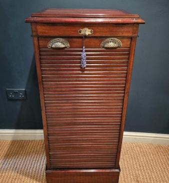 Edwardian Mahogany Tambour Front Filing Cabinet