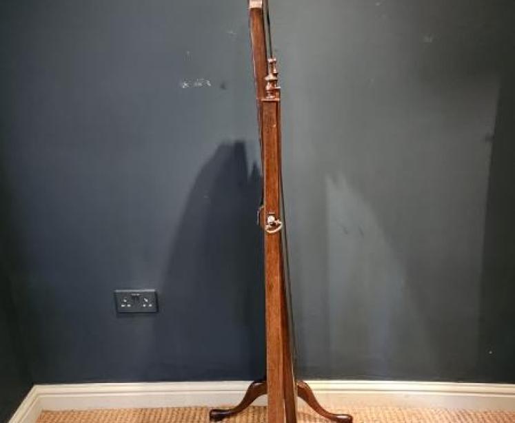 Edwardian Walnut Cheval Mirror - Image 4