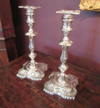 Impressive Pair of Edwardian London Silver Candlesticks