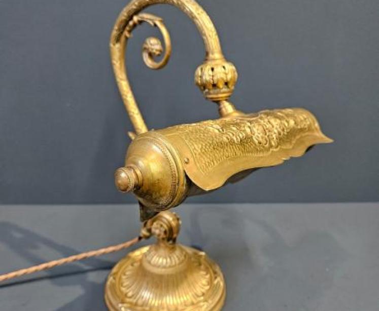 Edwardian Gilt Brass Desk Lamp - Image 1