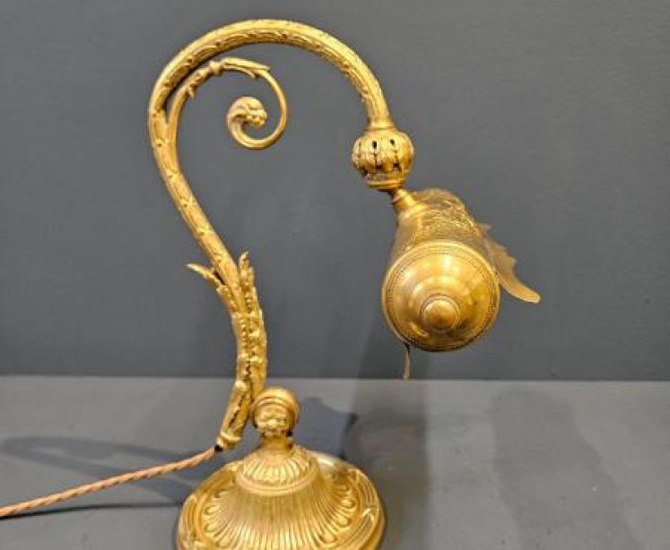 Edwardian Gilt Brass Desk Lamp - Image 2