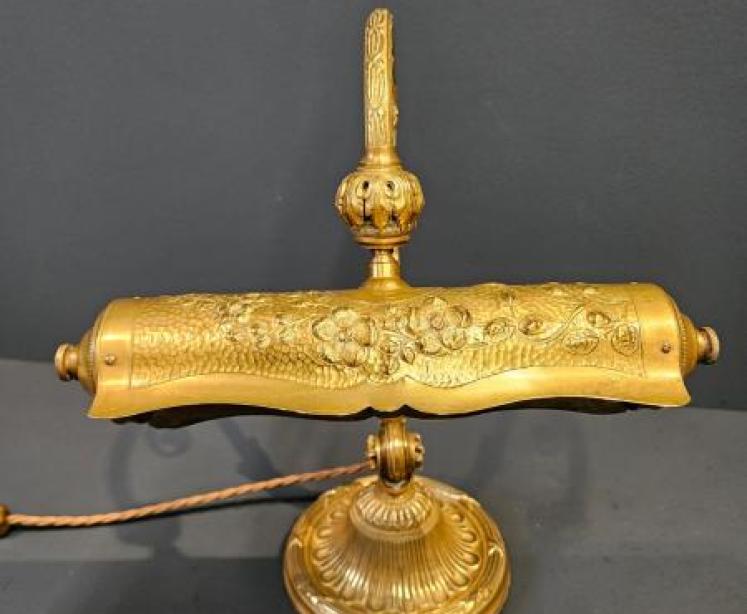 Edwardian Gilt Brass Desk Lamp - Image 4