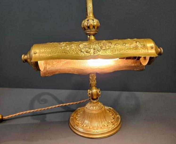 Edwardian Gilt Brass Desk Lamp - Image 7