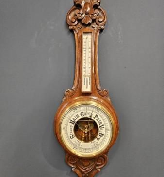 Victorian Carved Oak Banjo Barometer