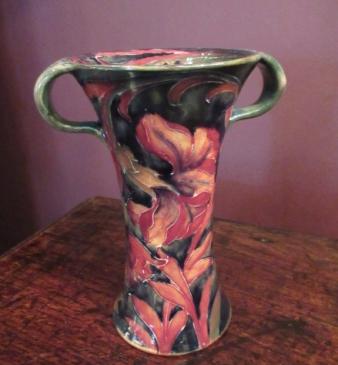 Early Moorcroft Spanish on Ochre Twin Handled Vase