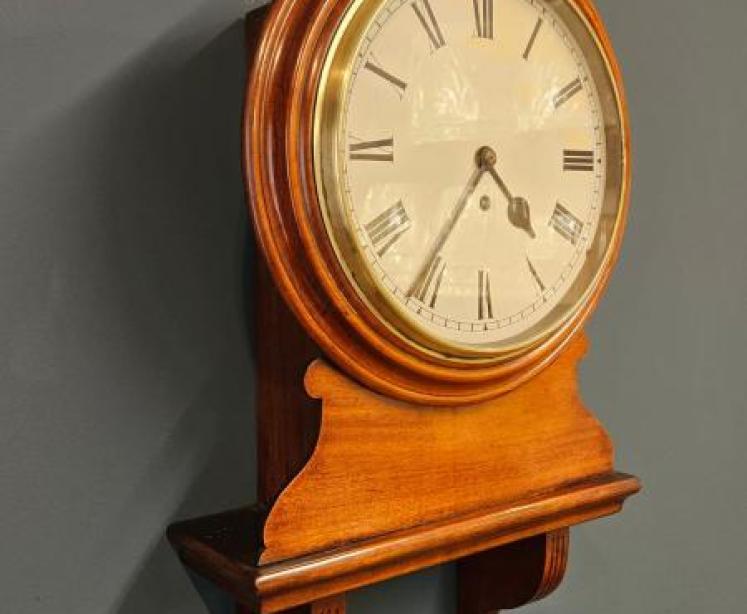 Victorian 8 Day Single Fusee Drop Dial Wall Clock  - Image 3