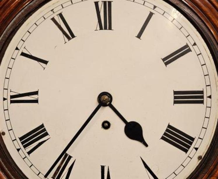 Victorian 8 Day Single Fusee Drop Dial Wall Clock  - Image 4