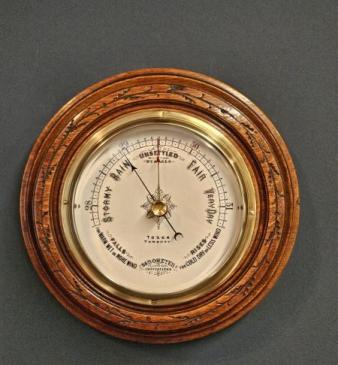 Victorian Oak Case Torquay Aneroid Barometer