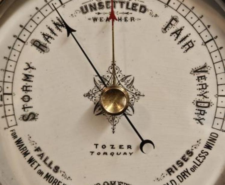 Victorian Oak Case Torquay Aneroid Barometer - Image 5