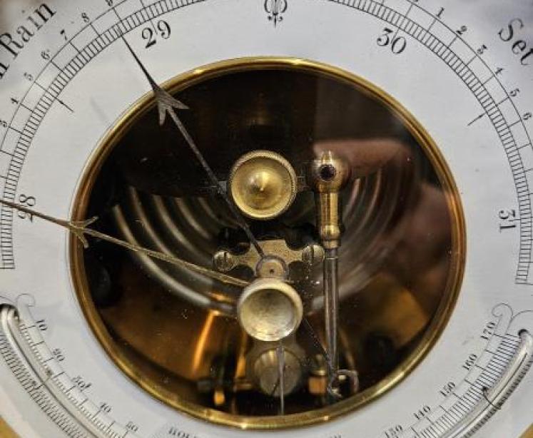 Victorian Marine Barometer and Oak Stand - Image 6