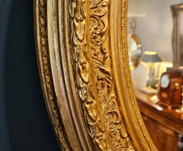 Victorian Timber Gilt Oval Mirror - Image 3