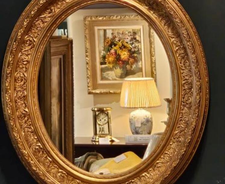 Victorian Timber Gilt Oval Mirror - Image 5